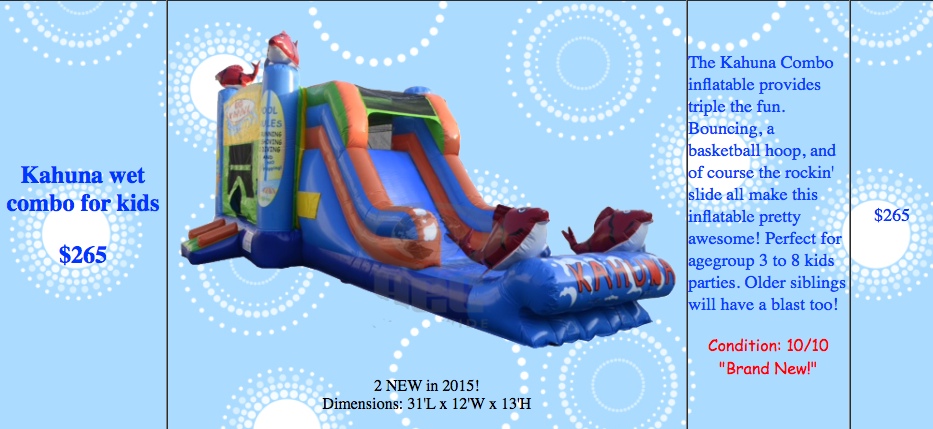 Prairieville Kahuna combo inflatable rentals